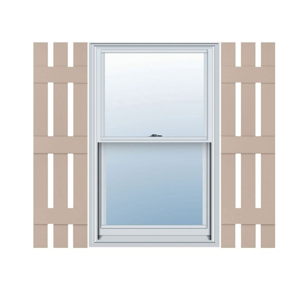 Ekena Millwork 12-in. W x 59-in. H Mid-America Vinyl, Standard Size Three Board Spaced Shutters, 023 - Wicker, PR 00031259023 - main